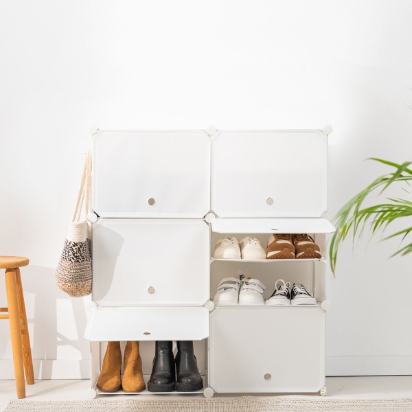 Portable Modular Shoe Cabinet InnovaGoods White 28 pairs